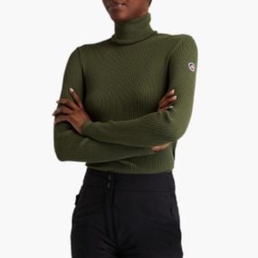 Fusalp Green Ancelle Ribbed-knit Turtleneck Sweater